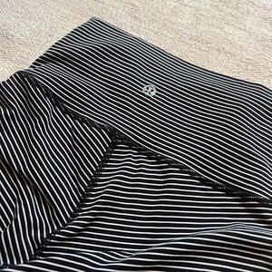 Lululemon Athletica Black and White Striped Leggings